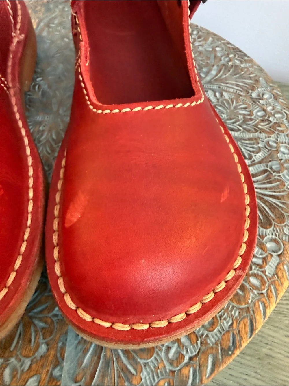 Duckfeet HIMMERLAND GRANATE Red Leather Mary Janes Size 39